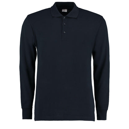 Navy - Front - Kustom Kit Mens Pique Long-Sleeved Polo Shirt