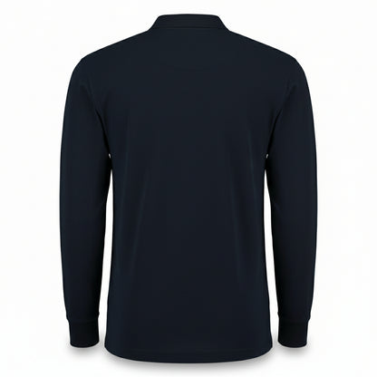 Navy - Back - Kustom Kit Mens Pique Long-Sleeved Polo Shirt