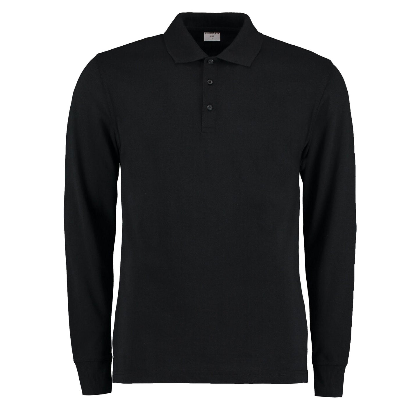 Black - Front - Kustom Kit Mens Pique Long-Sleeved Polo Shirt
