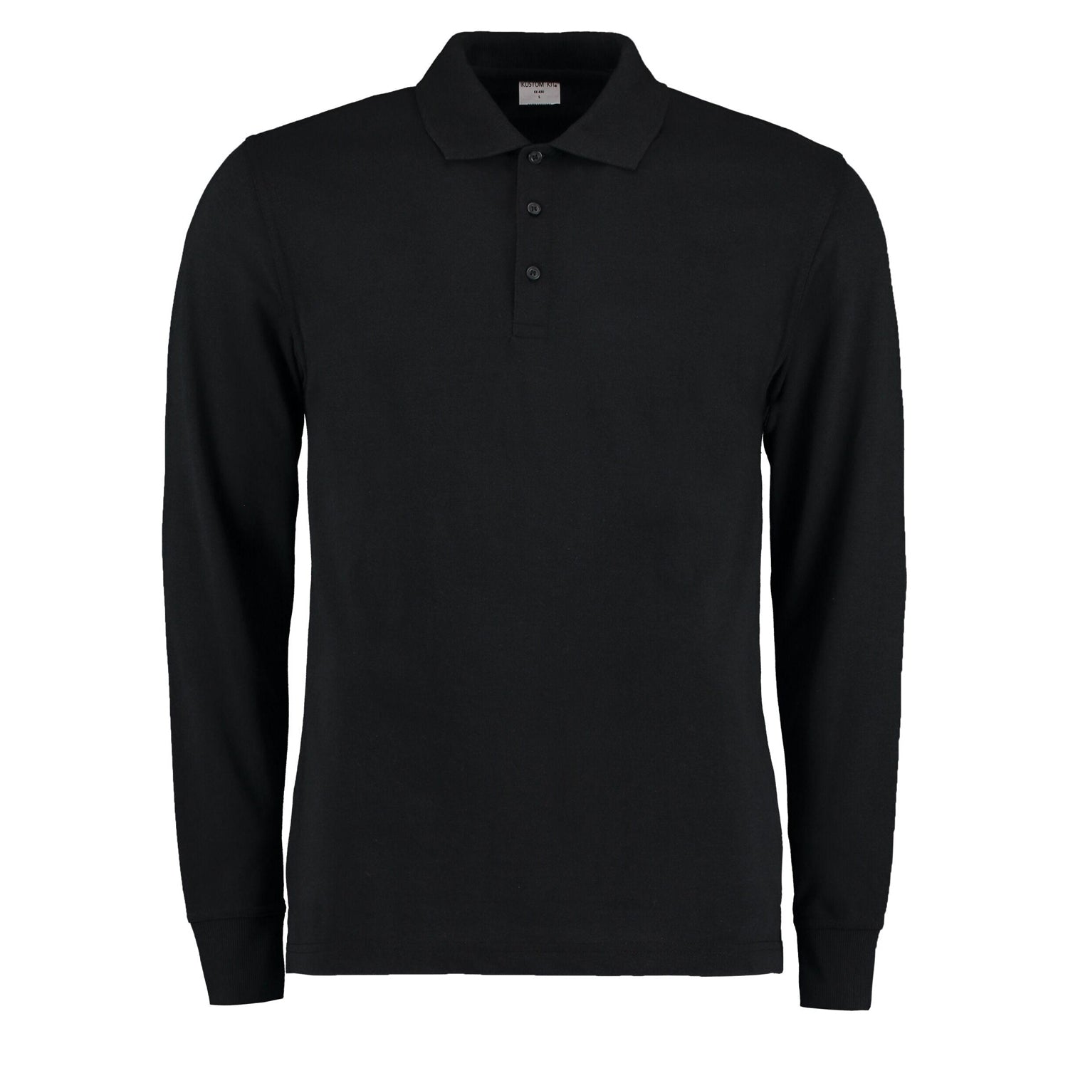 Black - Front - Kustom Kit Mens Pique Long-Sleeved Polo Shirt