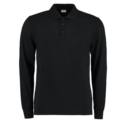 Black - Front - Kustom Kit Mens Pique Long-Sleeved Polo Shirt