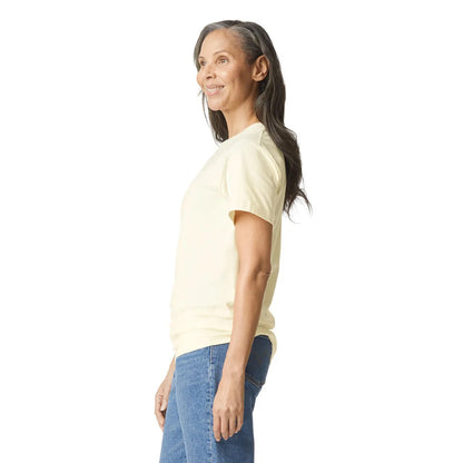 Off White - Side - Gildan Unisex Adult Plain T-Shirt