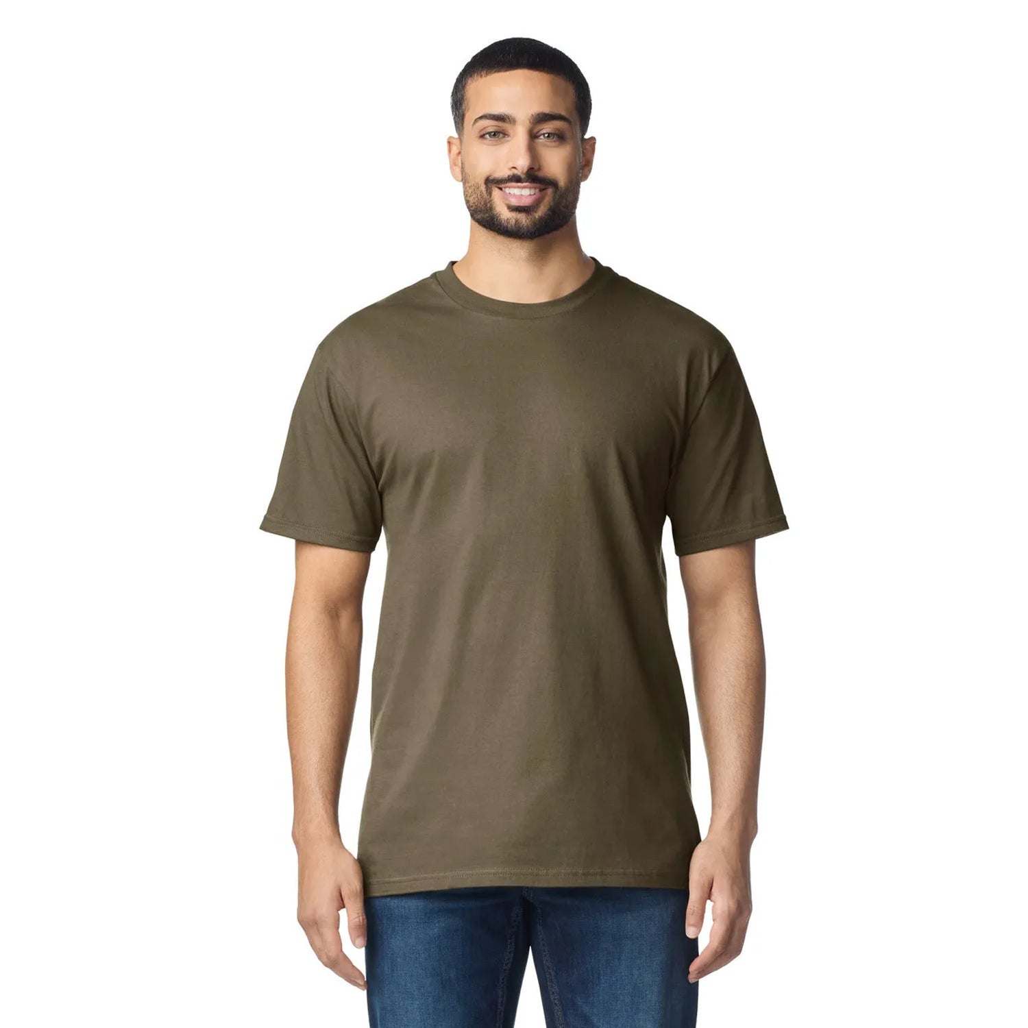 Olive - Front - Gildan Unisex Adult Plain T-Shirt
