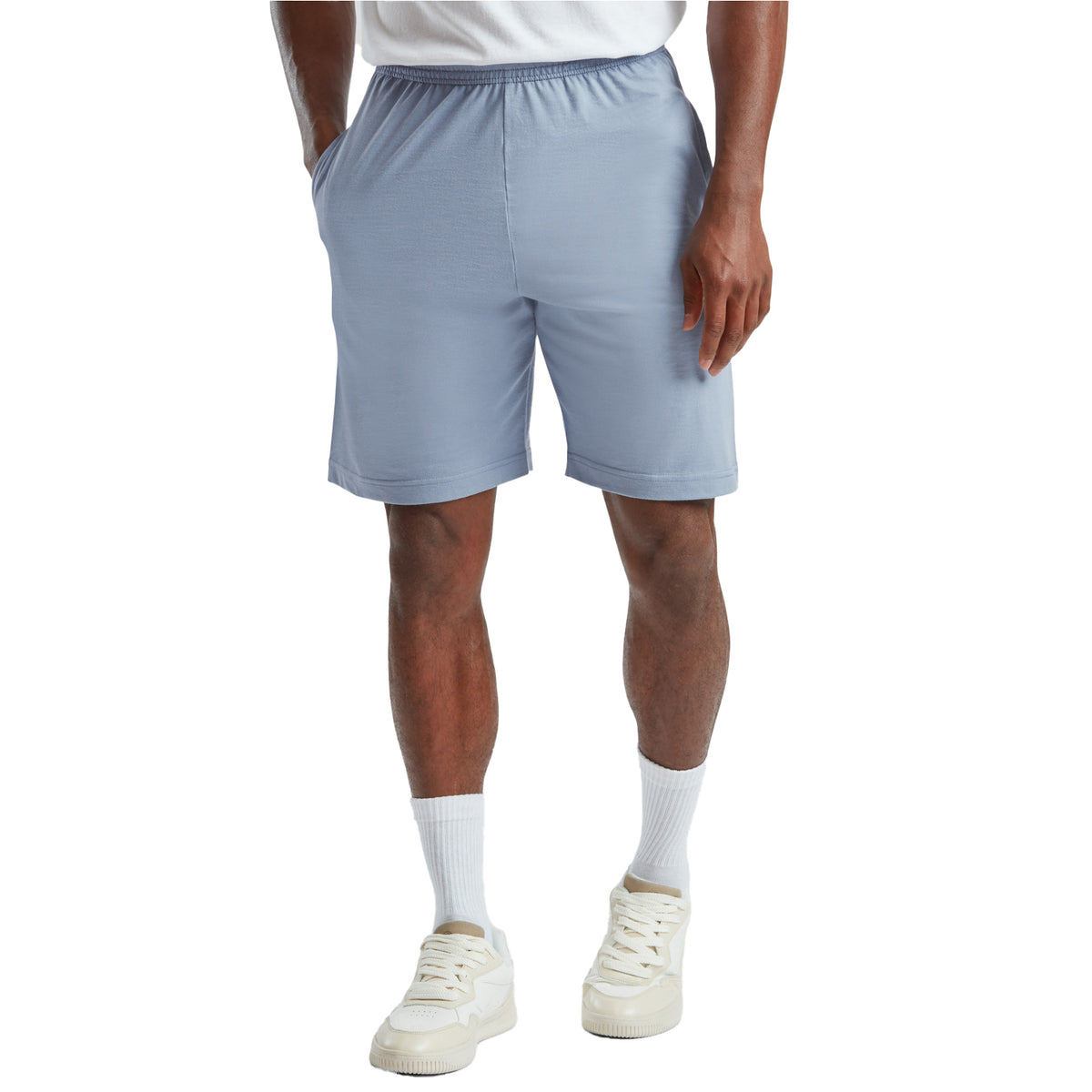 Mineral Blue - Side - Fruit of the Loom Mens Iconic Jersey Shorts