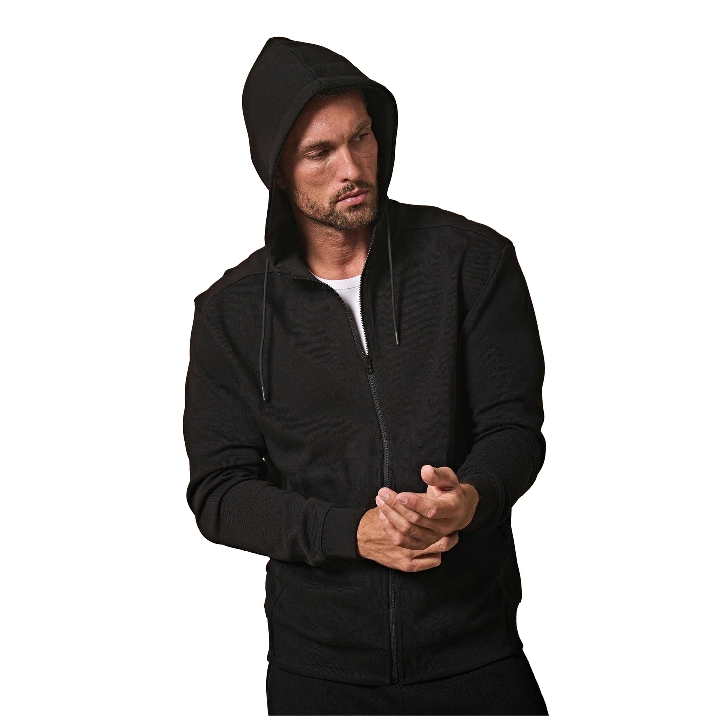 Black - Pack Shot - Tee Jays Unisex Adult Interlock Full Zip Hoodie