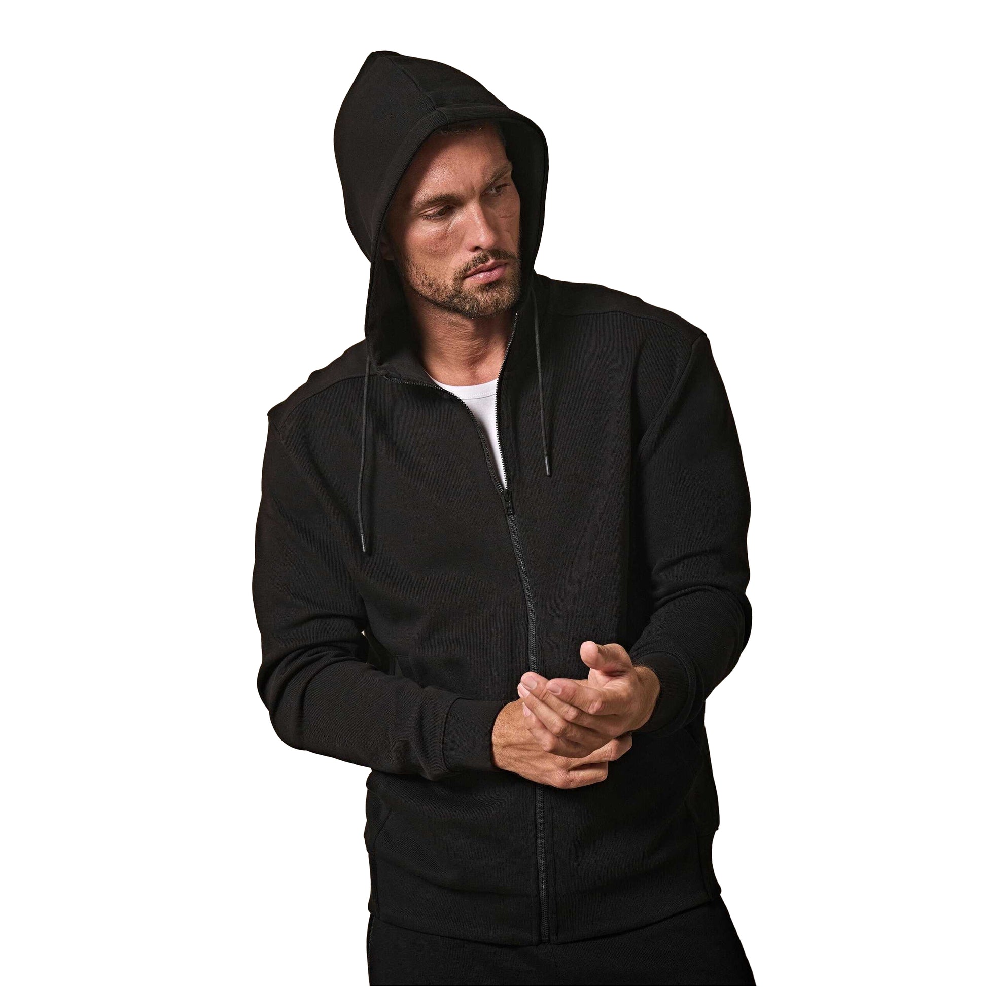Black - Pack Shot - Tee Jays Unisex Adult Interlock Full Zip Hoodie