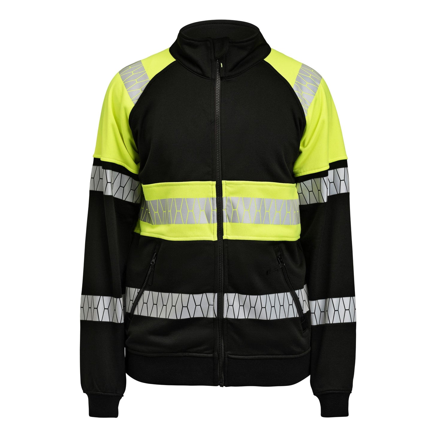 Black-Yellow - Back - Jobman Mens Hi-Vis Full Zip Jacket