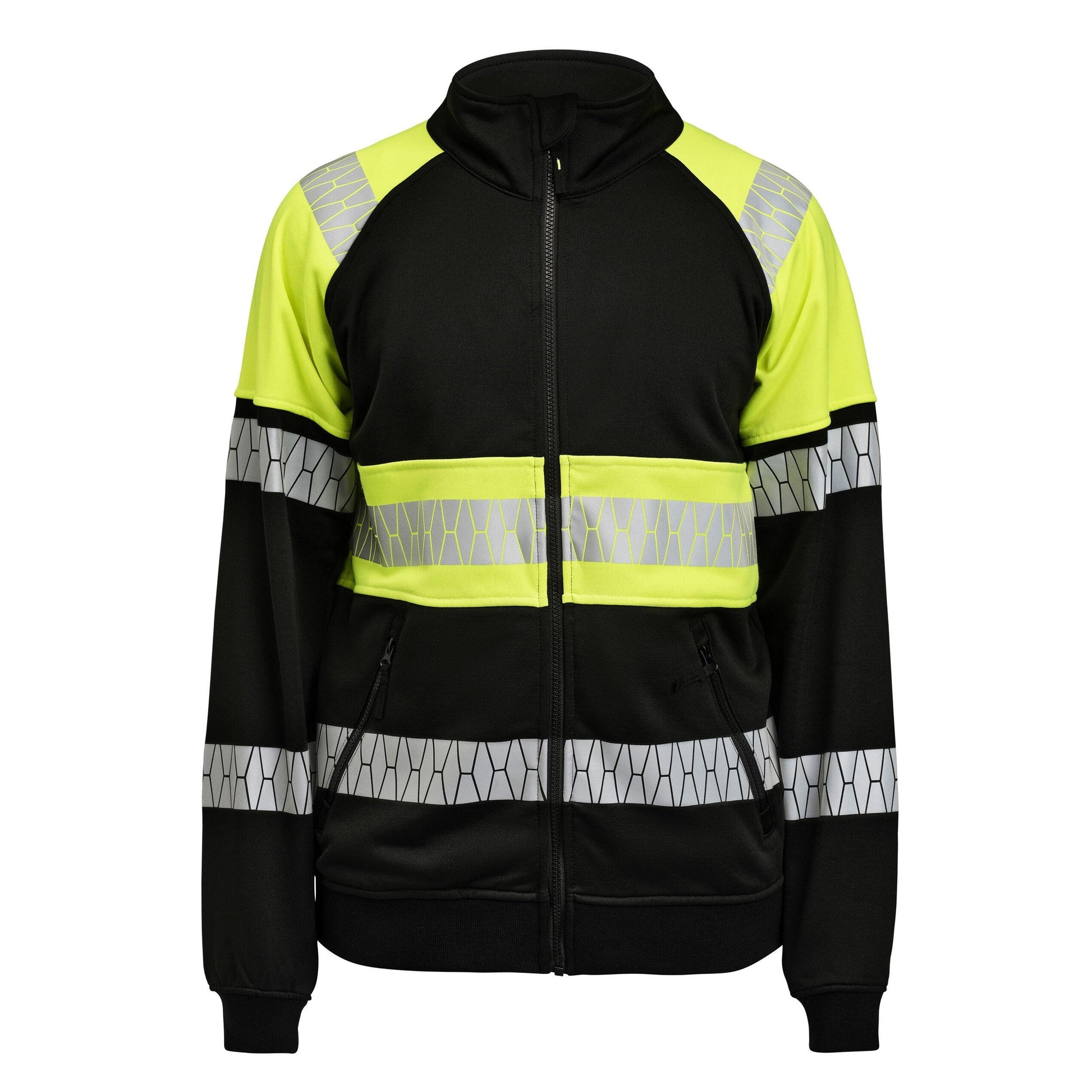 Black-Yellow - Back - Jobman Mens Hi-Vis Full Zip Jacket
