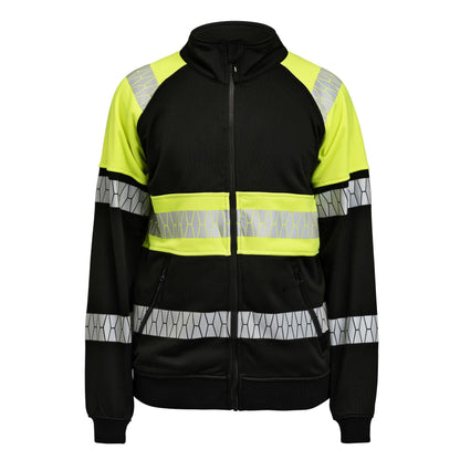 Black-Yellow - Back - Jobman Mens Hi-Vis Full Zip Jacket