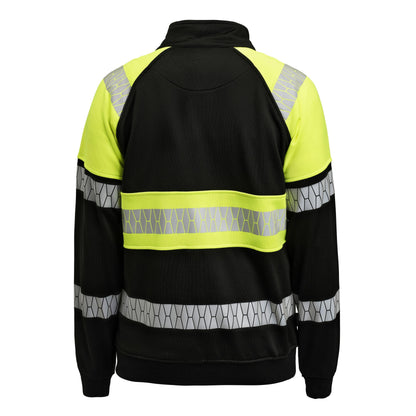 Black-Yellow - Side - Jobman Mens Hi-Vis Full Zip Jacket
