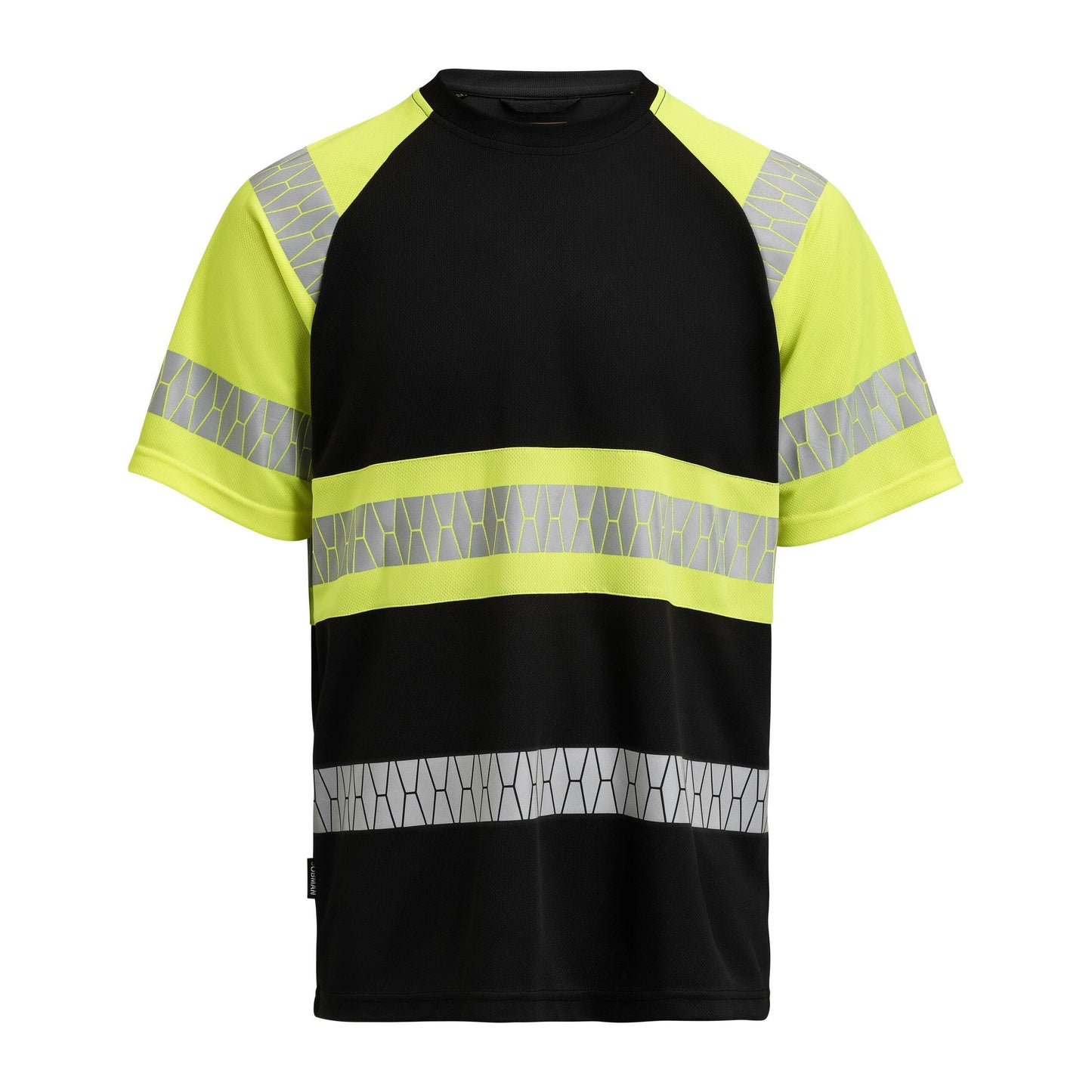 Black-Yellow - Back - Jobman Mens Hi-Vis Stripes T-Shirt