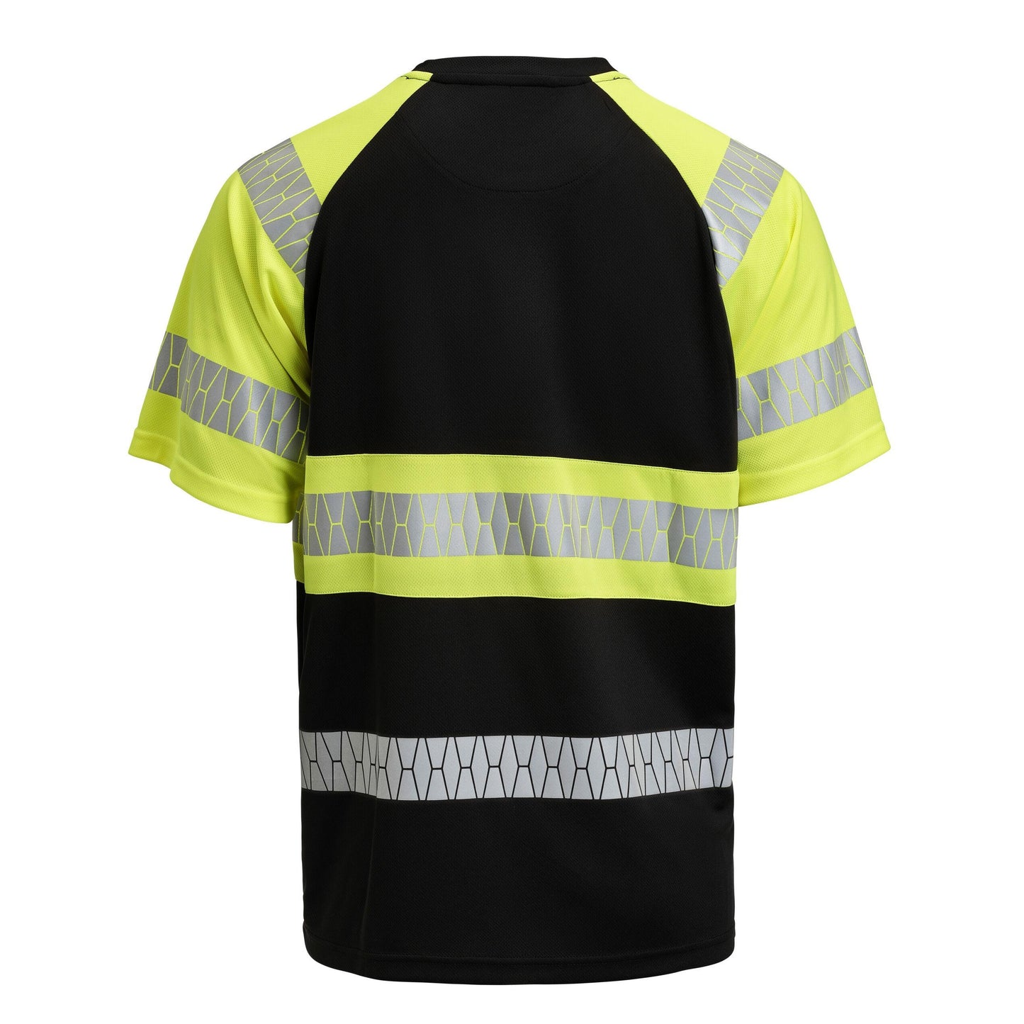 Black-Yellow - Side - Jobman Mens Hi-Vis Stripes T-Shirt