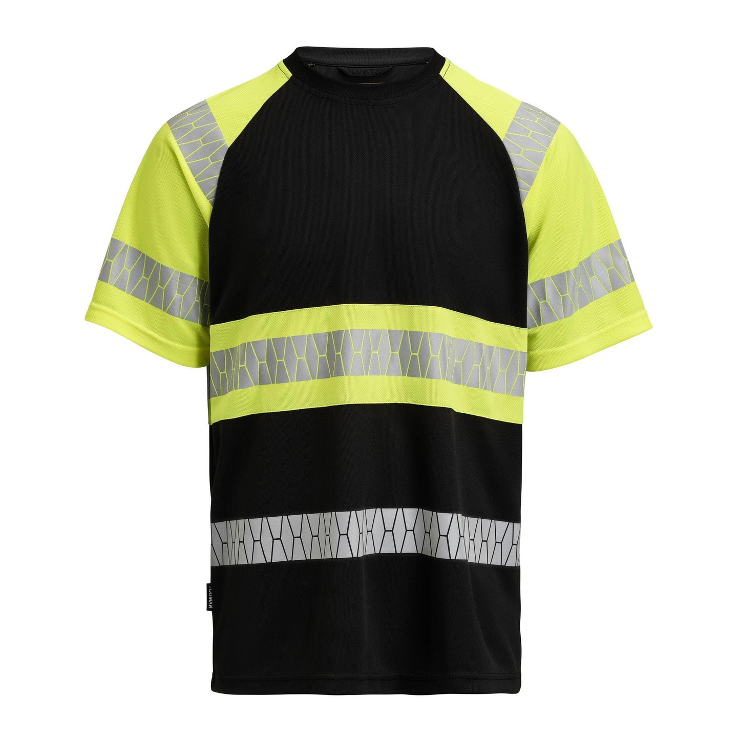 Black-Yellow - Front - Jobman Mens Hi-Vis Stripes T-Shirt