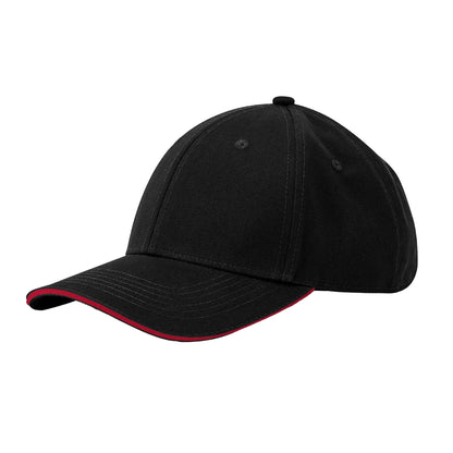 Black-Classic Red - Back - Beechfield EarthAware 6 Panel Organic Cotton Baseball Cap