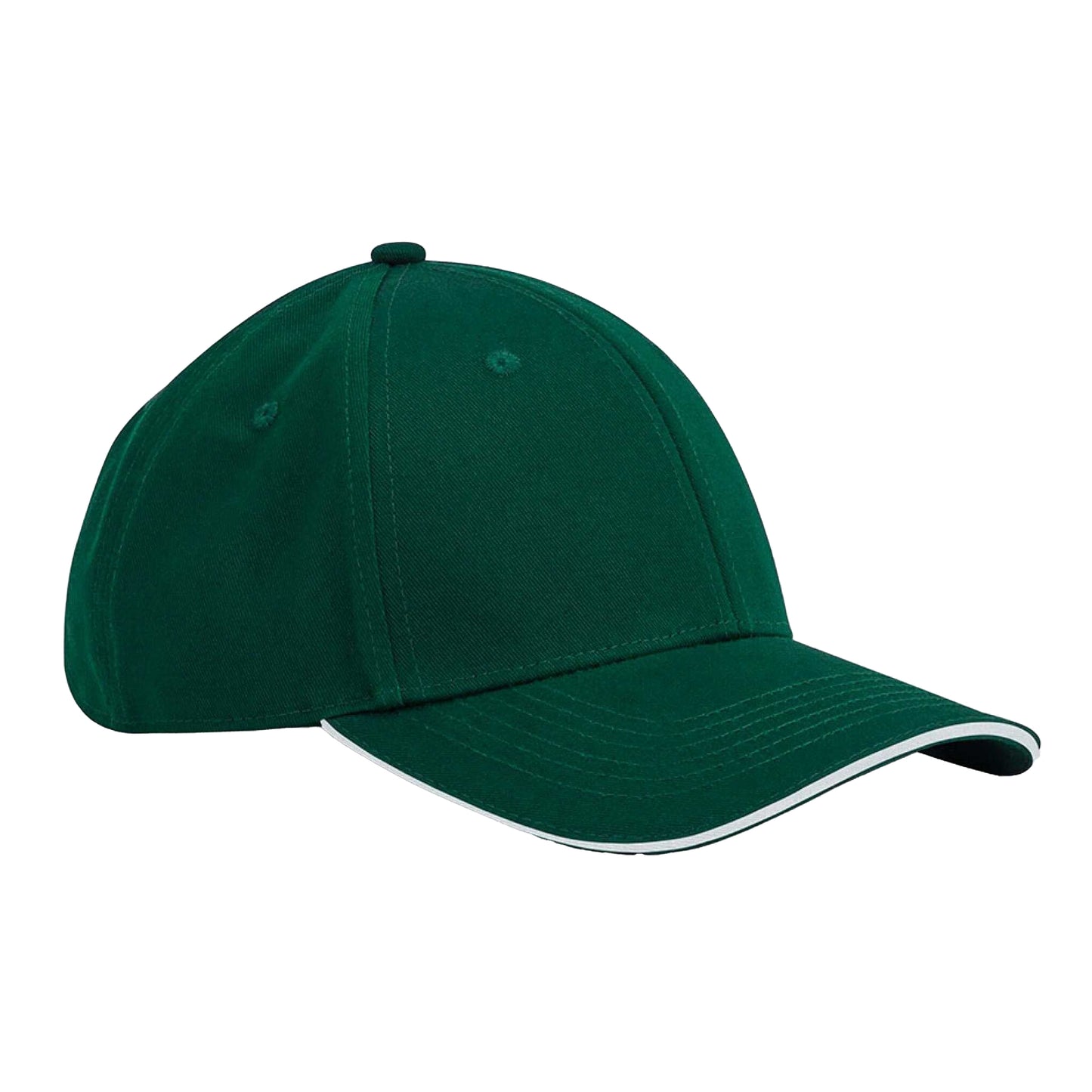 Bottle Green-White - Front - Beechfield EarthAware 6 Panel Organic Cotton Baseball Cap