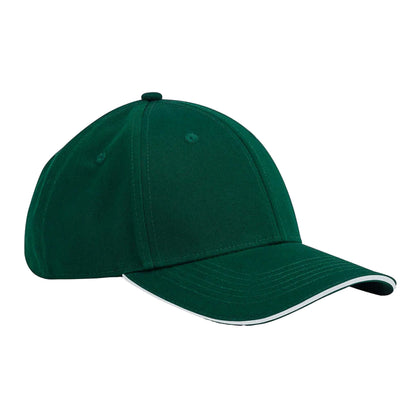 Bottle Green-White - Front - Beechfield EarthAware 6 Panel Organic Cotton Baseball Cap