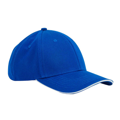 Bright Royal-White - Front - Beechfield EarthAware 6 Panel Organic Cotton Baseball Cap