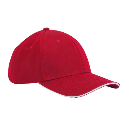 Classic Red-White - Front - Beechfield EarthAware 6 Panel Organic Cotton Baseball Cap