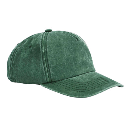 Vintage Bottle Green - Front - Beechfield Relaxed Vintage Baseball Cap