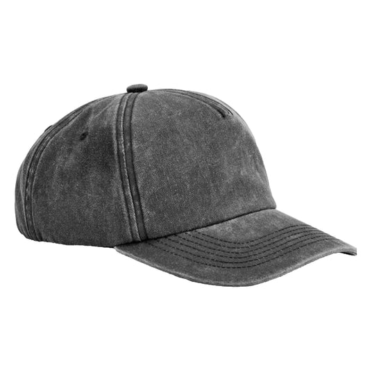 Vintage Black - Front - Beechfield Relaxed Vintage Baseball Cap
