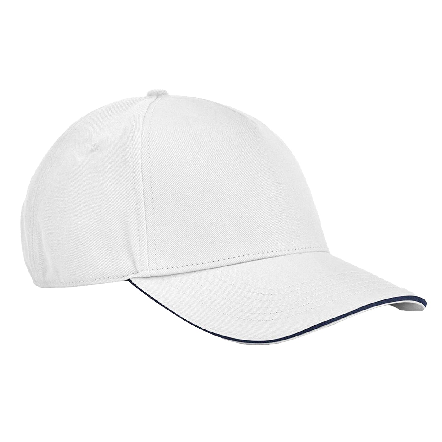 White-French Navy - Front - Beechfield EarthAware Classic 5 Panel Organic Cotton Baseball Cap