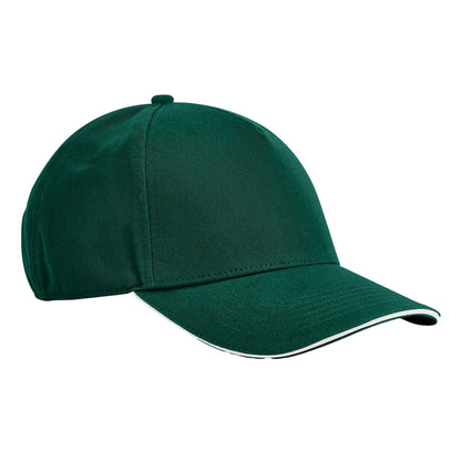 Bottle Green-White - Front - Beechfield EarthAware Classic 5 Panel Organic Cotton Baseball Cap