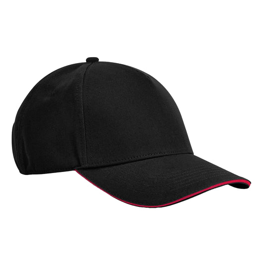 Black-Classic Red - Front - Beechfield EarthAware Classic 5 Panel Organic Cotton Baseball Cap
