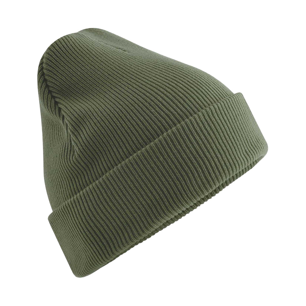 Olive Green - Front - Beechfield Unisex Adult Original Organic Cotton Cuffed Beanie