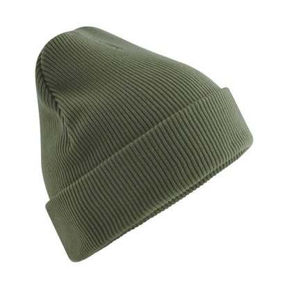 Olive Green - Front - Beechfield Unisex Adult Original Organic Cotton Cuffed Beanie