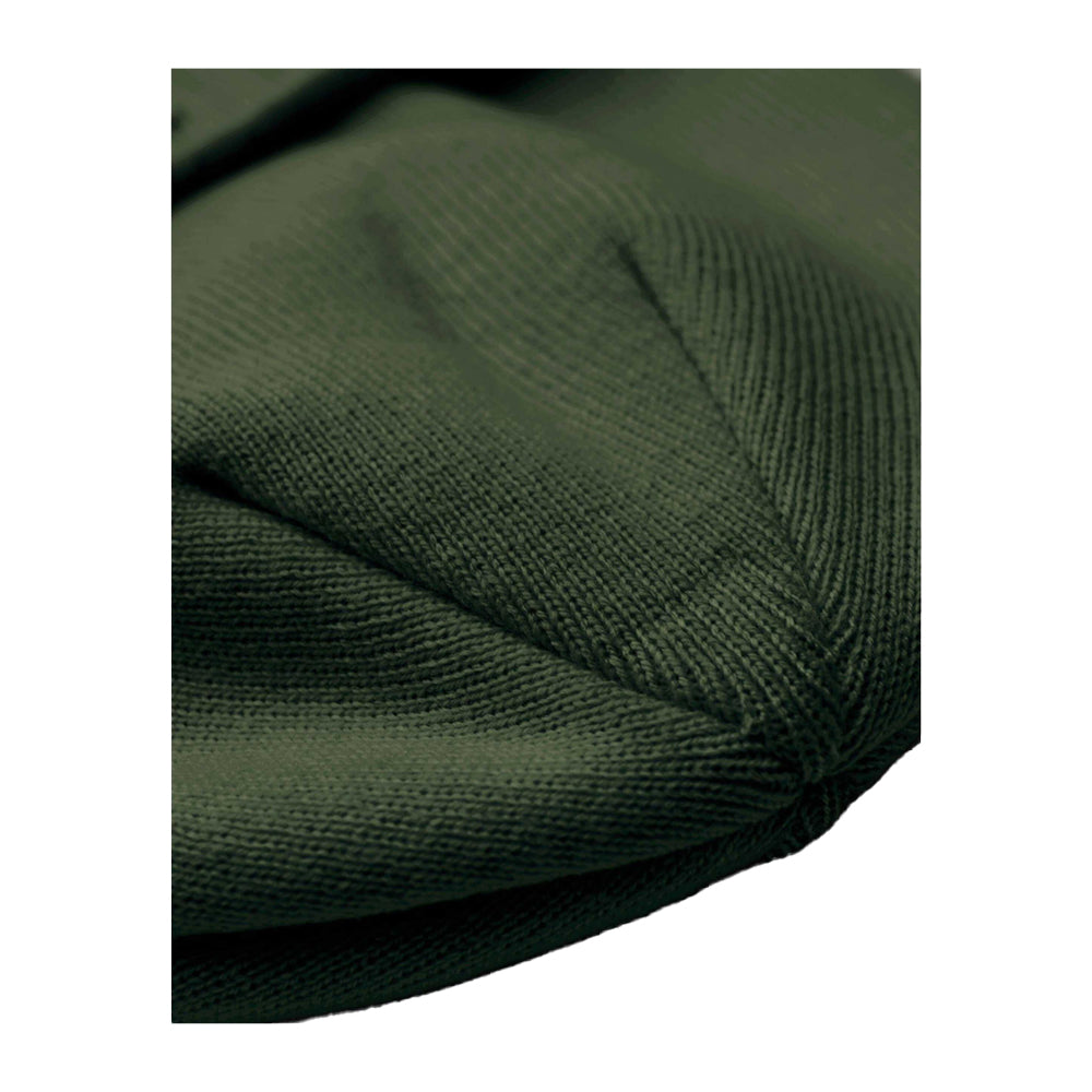 Olive Green-White - Side - Beechfield Unisex Adult Appliqué Patch Beanie