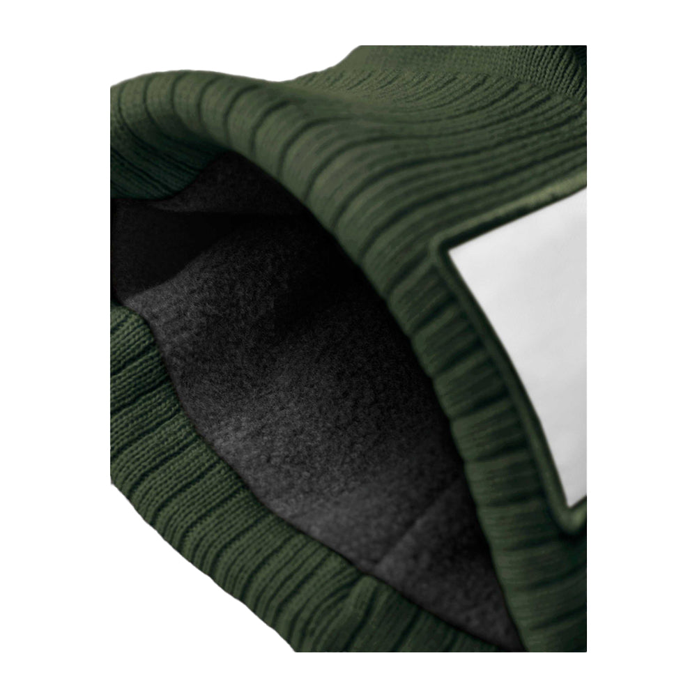 Olive Green-White - Lifestyle - Beechfield Unisex Adult Appliqué Patch Beanie