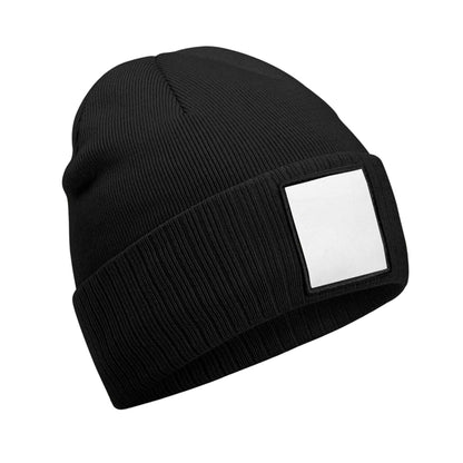 Black-White - Front - Beechfield Unisex Adult Appliqué Patch Beanie