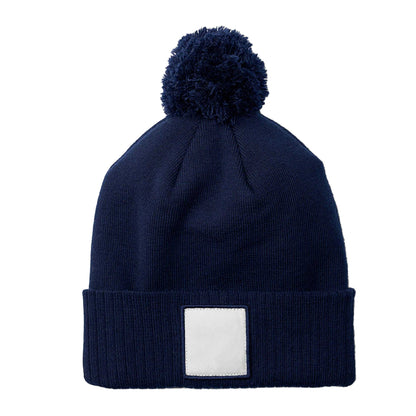 Oxford Navy-White - Back - Beechfield Pom Pom Appliqué Patch Beanie