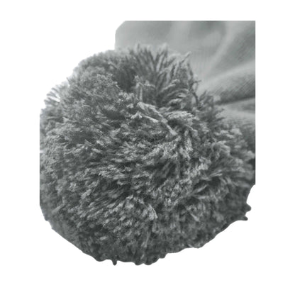 Ash-White - Side - Beechfield Pom Pom Appliqué Patch Beanie