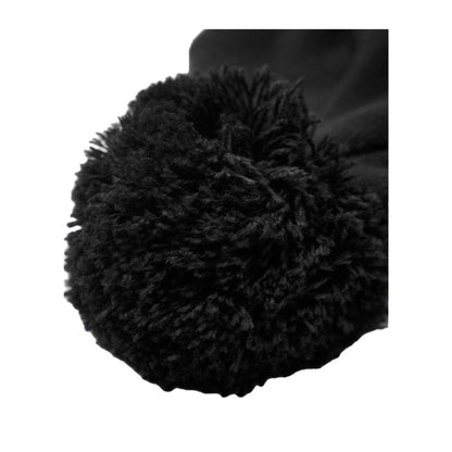 Black-White - Side - Beechfield Pom Pom Appliqué Patch Beanie