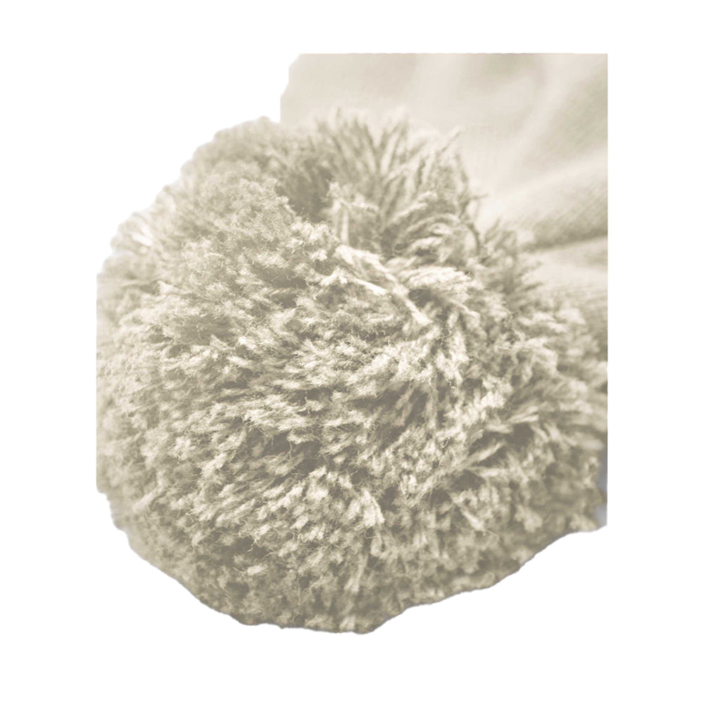 Oatmeal - Side - Beechfield Pom Pom Appliqué Patch Beanie