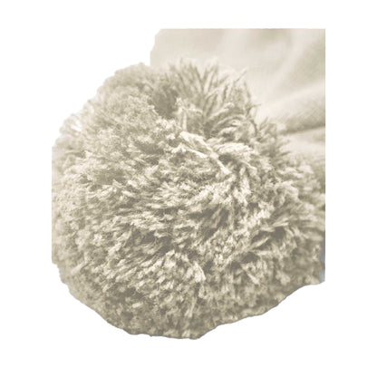 Oatmeal - Side - Beechfield Pom Pom Appliqué Patch Beanie