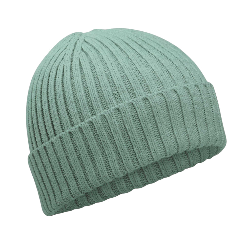 Dusty Green - Front - Beechfield Childrens-Kids Organic Cotton Beanie