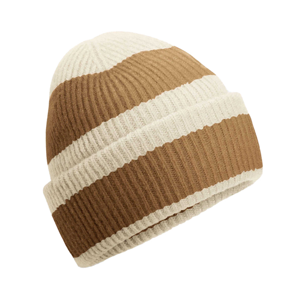 Vanilla-Biscuit - Front - Beechfield Colour Block Beanie