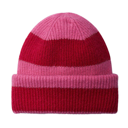 True Pink-Classic Red - Back - Beechfield Colour Block Beanie