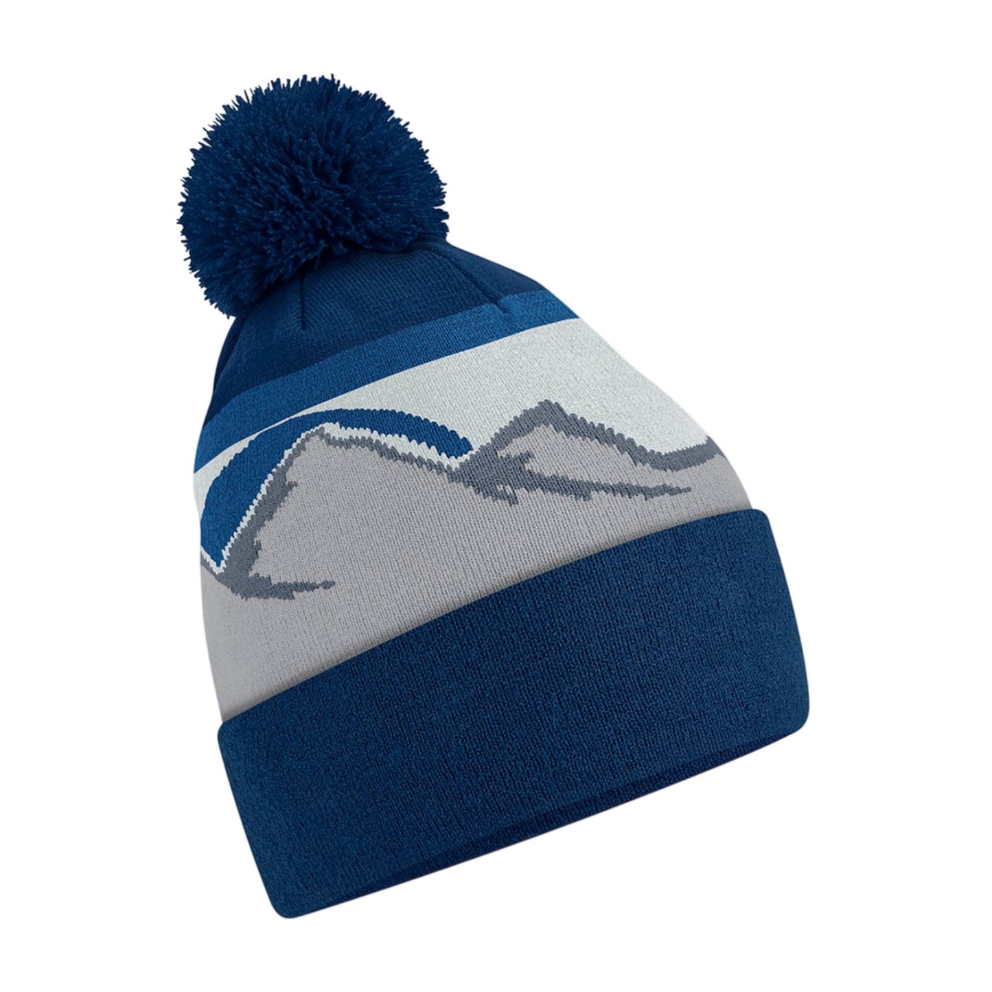 Rocky Peaks - Front - Beechfield Unisex Adult Mountain Peaks Pom Pom Beanie