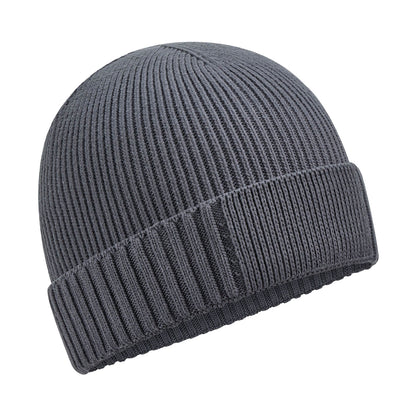 Graphite - Front - Beechfield Unisex Adult Patch Organic Cotton Beanie