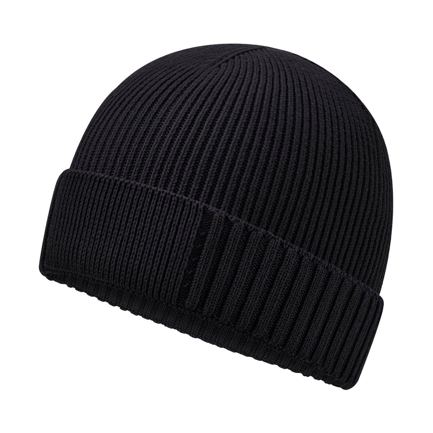 Black - Back - Beechfield Unisex Adult Patch Organic Cotton Beanie