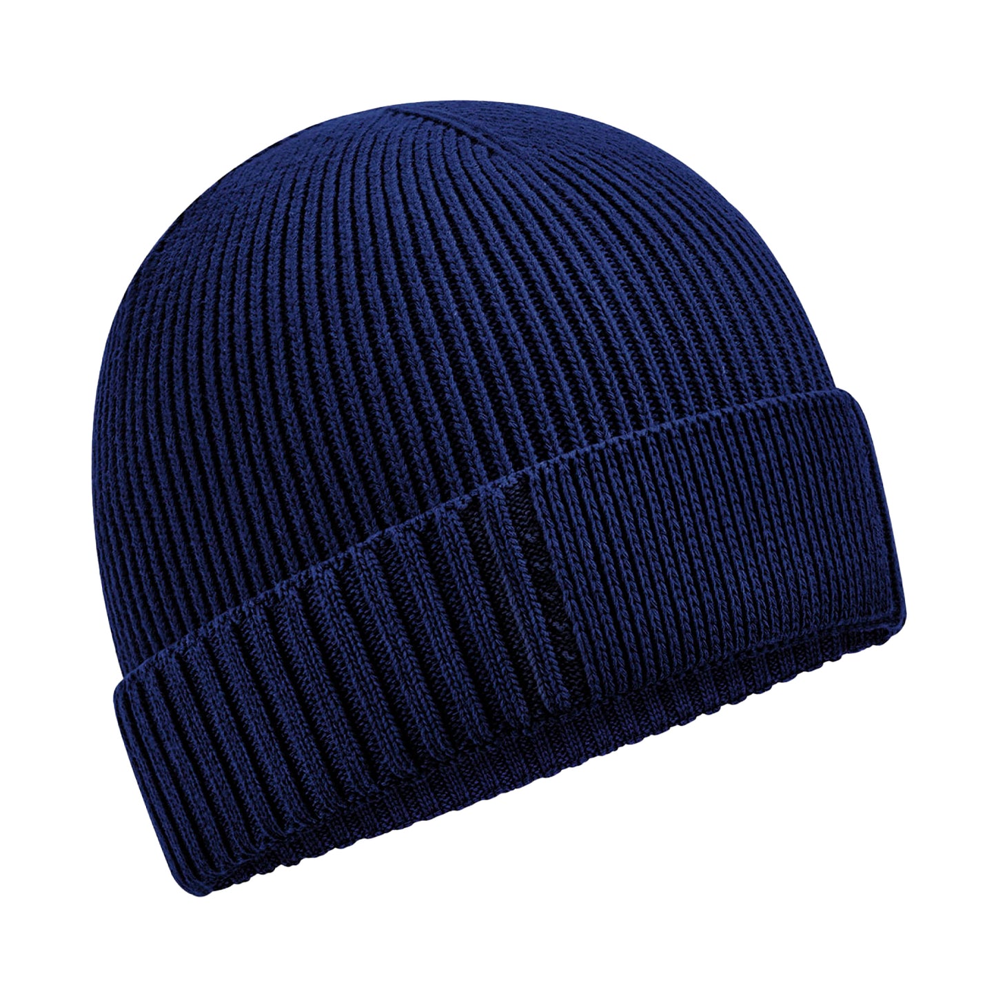 Oxford Navy - Front - Beechfield Unisex Adult Patch Organic Cotton Beanie