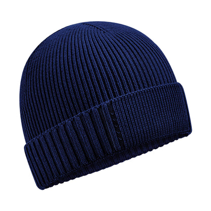 Oxford Navy - Front - Beechfield Unisex Adult Patch Organic Cotton Beanie