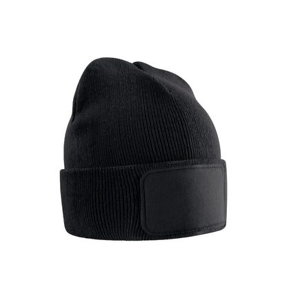 Black - Back - Beechfield Childrens-Kids Original Patch Beanie