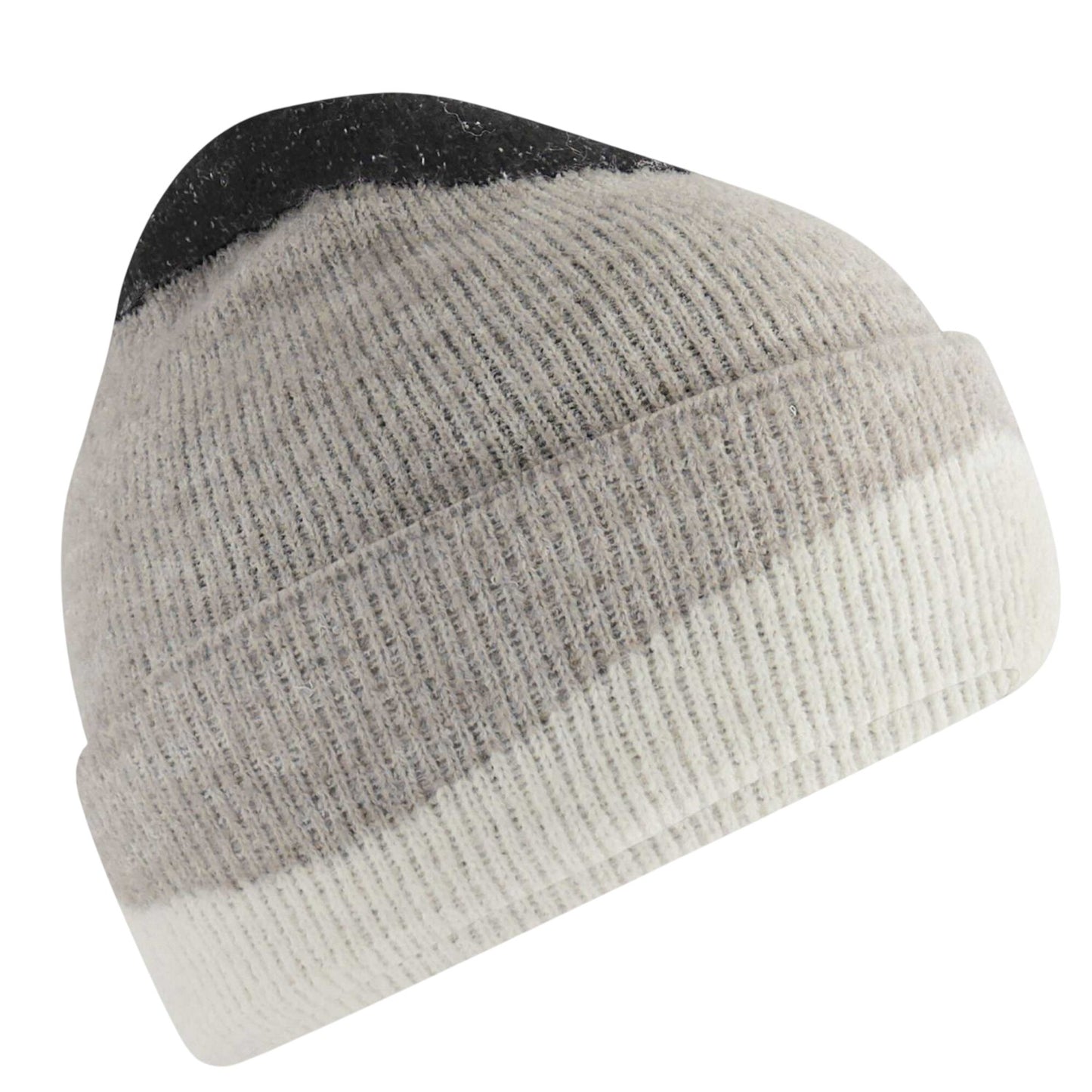 Black-Light Grey-Soft White - Back - Beechfield Unisex Adult Wave Soft Beanie