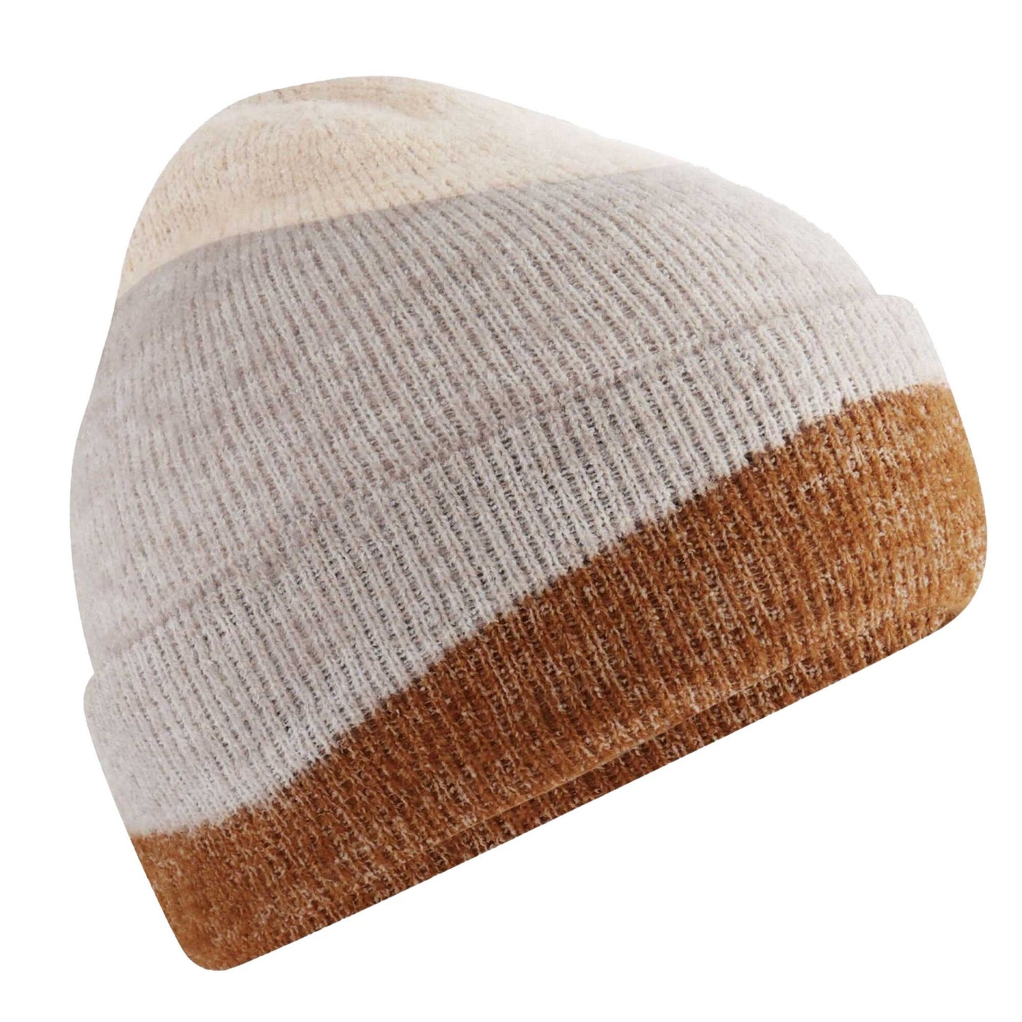 Oatmeal-Natural Stone-Biscuit - Front - Beechfield Unisex Adult Wave Soft Beanie
