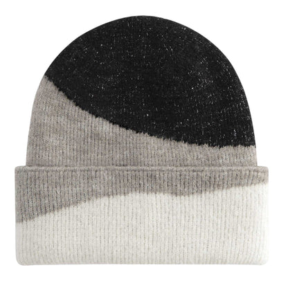 Black-Light Grey-Soft White - Front - Beechfield Unisex Adult Wave Soft Beanie