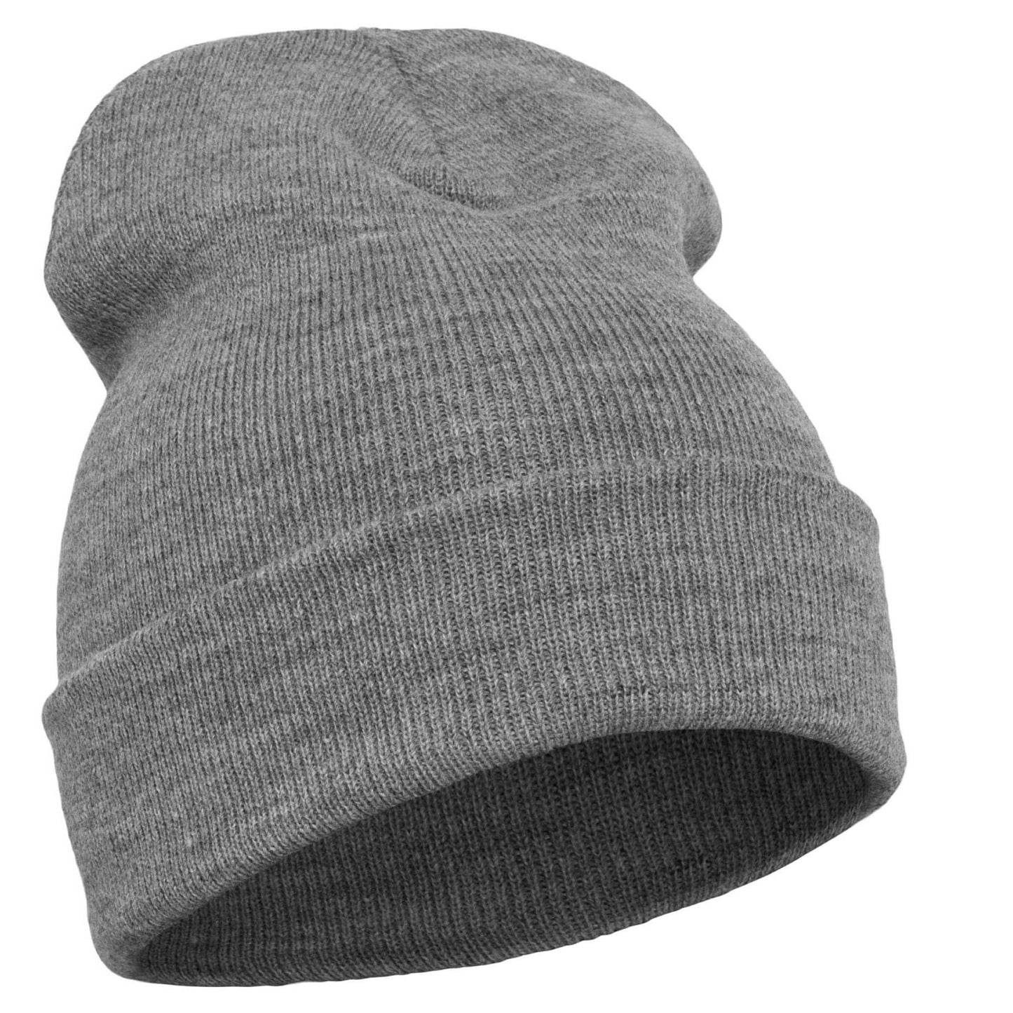 Heather Grey - Front - Flexfit Unisex Adult Knitted Cuffed Beanie